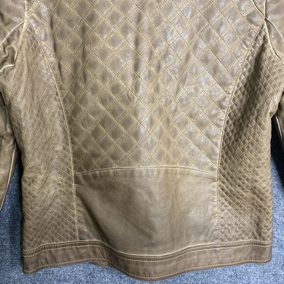 J2 Faux Leather Jacket Women XL Brown Aged Look Zip Front & Sleeves Lined - Picture 10 of 16